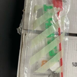 Off-White Red and Green Keychain